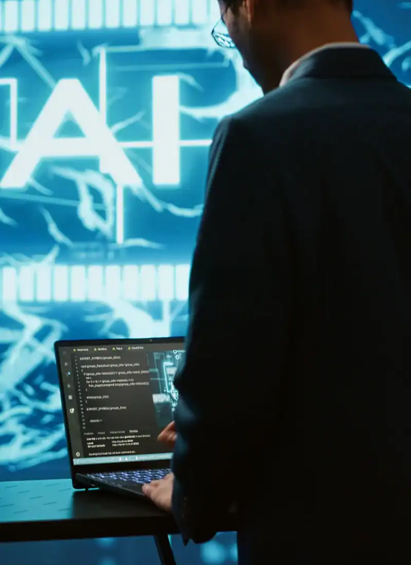 Ai system administrator using laptop device in hig 2025 02 19 22 46 07 utc